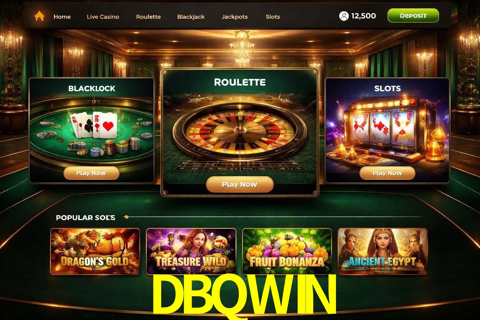 Vista de la plataforma DBQWIN Casino mostrando categorías organizadas de juegos en línea